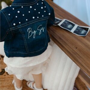 The Children's Place Dark Blue Jean Jacket with Pearl Accents
